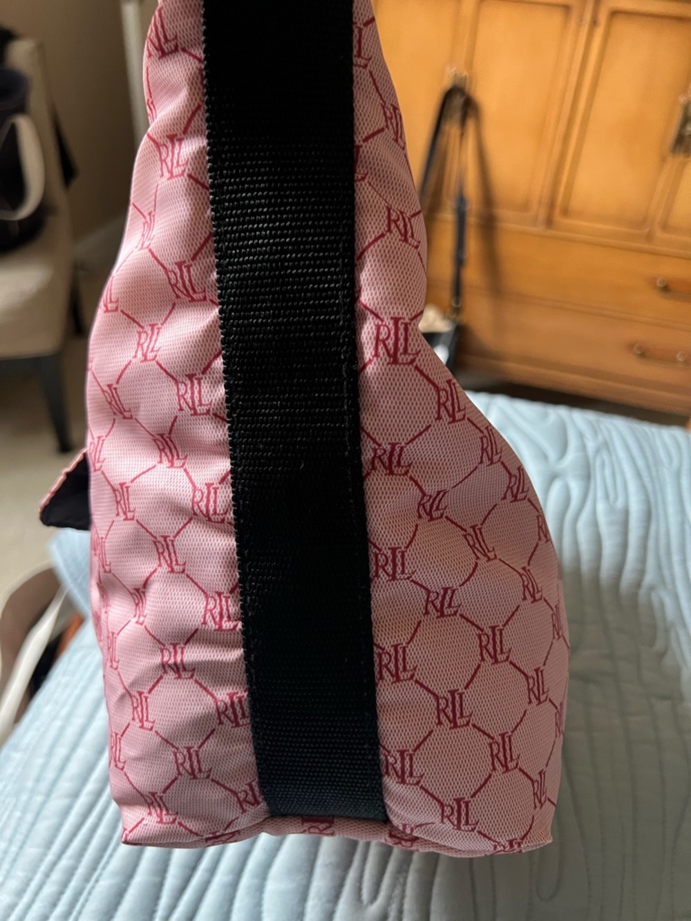 Ralph Lauren Vintage Pink Monogram Nylon Hobo Bag - Picture 4 of 10